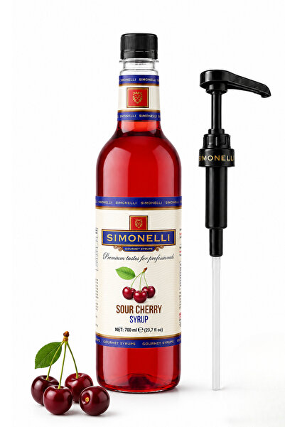 Simonelli Vişne Aromalı Kahve Şurubu 700 ml - İçecek ve Kokteyl Şurubu (Pompa...