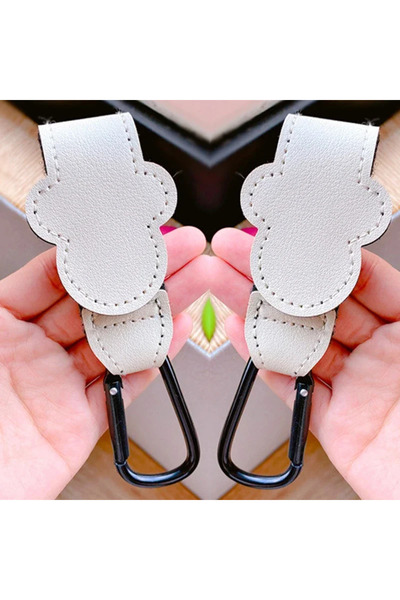 Choice5 C26-White 2pcs 1/2pcs New Cartoon PU Leather Baby Bag Stroller Hook R...