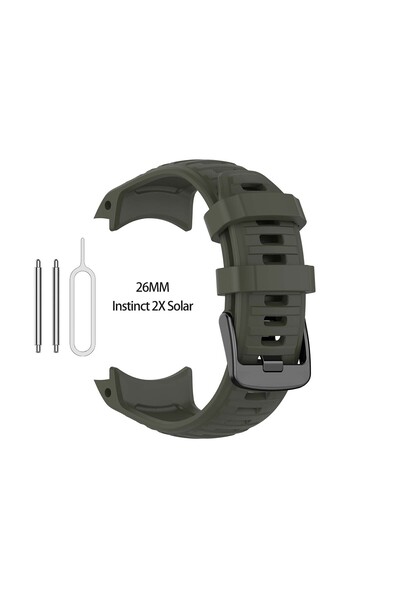 choice2 حزام سيليكون رسمي باللون الأخضر العسكري من Garmin Instinct 2X لساعة I...