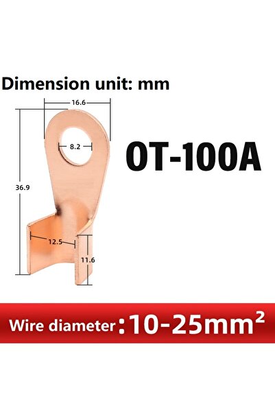 Choice16 50Pcs OT100A 10/50PCS Copper OT Terminal Non-Insulated Wire Connecto...