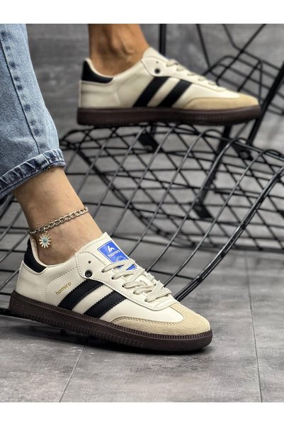 ARONA Lace-Up Unisex Sports Sneaker Shoes-Beige-Black
