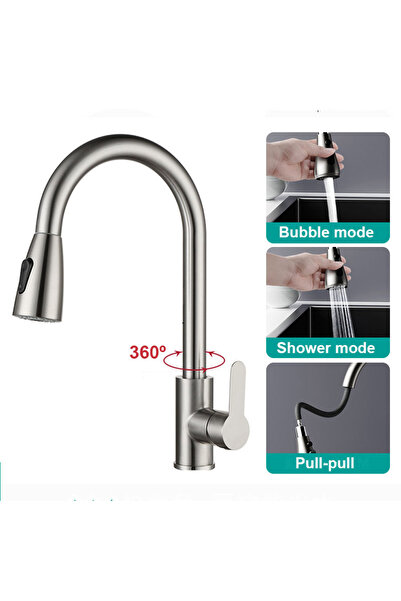 Choice3 G1/2 BrushedA Stainless Steel Kitchen Faucet, Single-Hole Pull-Out Sp...