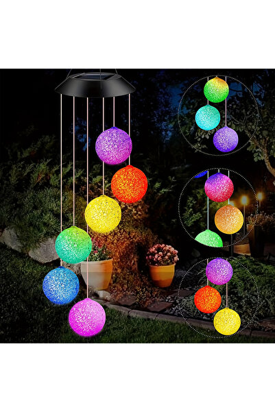 Choice 0-5W Colorful light 1pcs Colorful Solar Particle Ball Wind Chime Light...