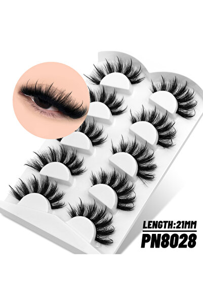 Choice7 5 Pairs-PN8028 Lasvirey Fluffy Eyelashes Thick Cat Eye Lashes 8D Fluf...
