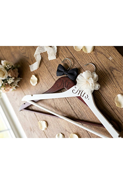 Generic Bride & Groom Hanger with Personalized Name Tags, 2 Pack Dark Wood & ...