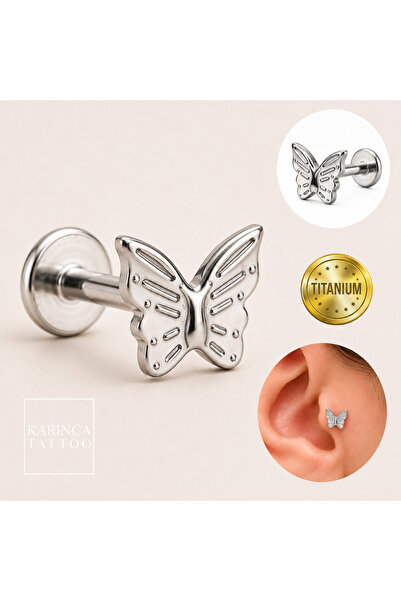 Karınca Piercing Gold veya Gümüş Rengi Kelebek Forward Helix Conch Flat Kulak...