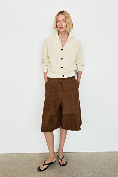Massimo Dutti %100 pamuklu balıkçı yaka triko hırka