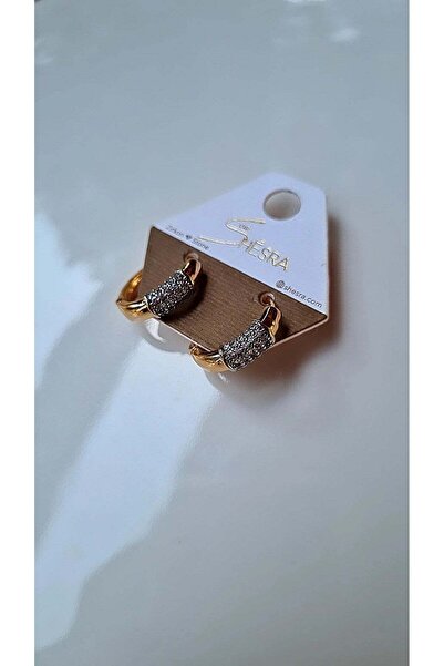 shesra Rose gold Rengi Zirkon Taşlı Halka Küpe