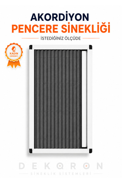 DEKORON Pileli Plise Sürgülü Akordiyon Pencere Sinekliği 70×140 cm Ölçü Aralı...