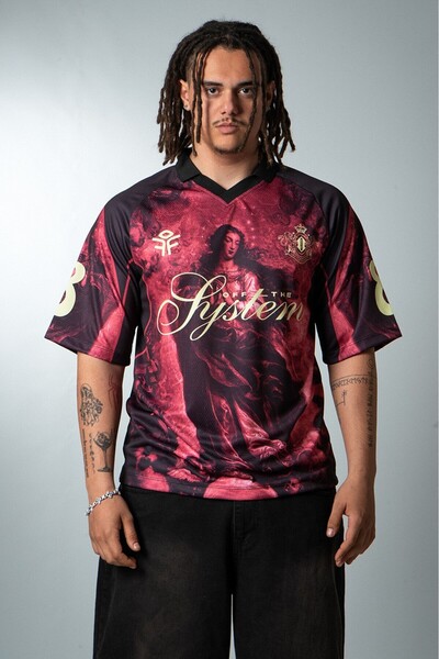 Plus Eighteen Baroque Angel Polo Collar Oversize Red Men's Football Jersey