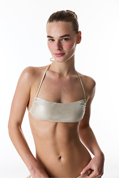 Penti Ecru Deja Glitter Bandeau Bikini Top