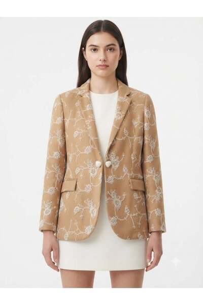 Hilal Akıncı Kids Mother daughter 100% cotton floral embroidered blazer jacket