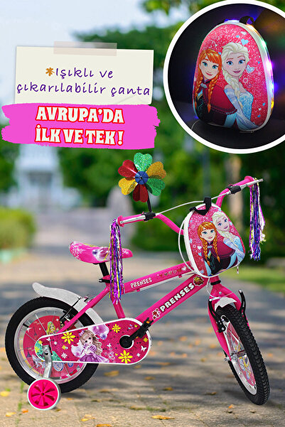Joymax Prenses Kız Çocuk Bisikleti 16 Jant Pembe - Led Işıklı Çantalı Püsküllü