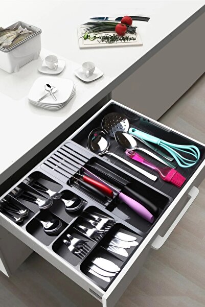 Open Home Concept Maxi Adjustable Sliding Slide Drawer Knife Holder & Spoon H...