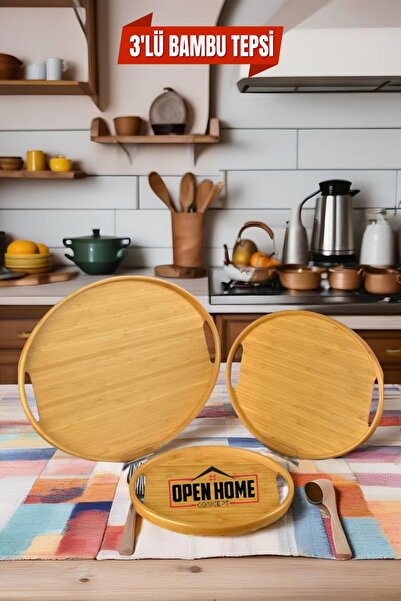 Open Home Concept Set of 3 Bamboo Oval Trays - Serving, Scandinavian and Tea ...