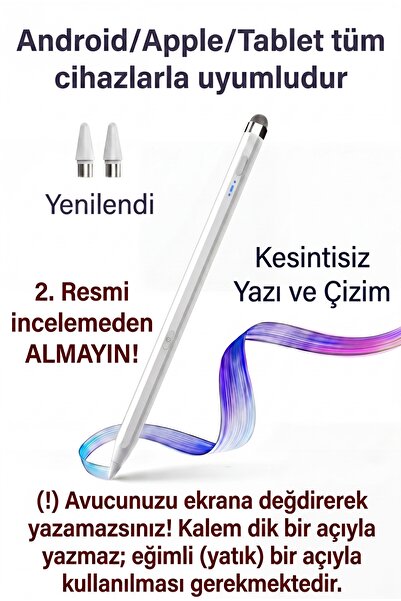Fibaks (AÇIKLAMAYI OKUYUNUZ)Dokunmatik Kalem 2in1 Tüm Cihazlara Uyum Tablet T...