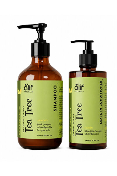 ALIF NATURALS Tea Tree Hair Treatment Shampoo & Leave-In Conditioner Set - Da...