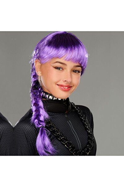 partidolu Cosplay Karakter Peruğu Mor Renk