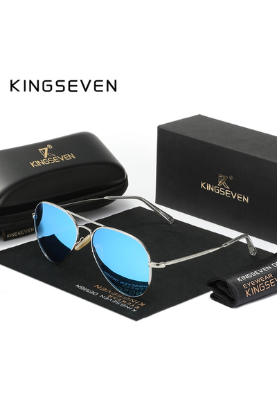 Choice C4-Silver-Blue KINGSEVEN Fashion Causal Pilot Sunglasses Men Women Pol...