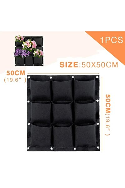 Choice Black 9Pockets Wall Hanging Pockets Planting Bags Flower Pot Home Gard...