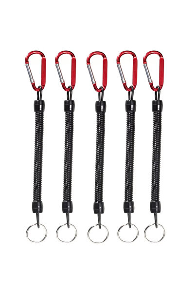 Choice 5pcs Red Fishing Lanyards 5pcs Tactical Retractable Spring Elastic Rop...