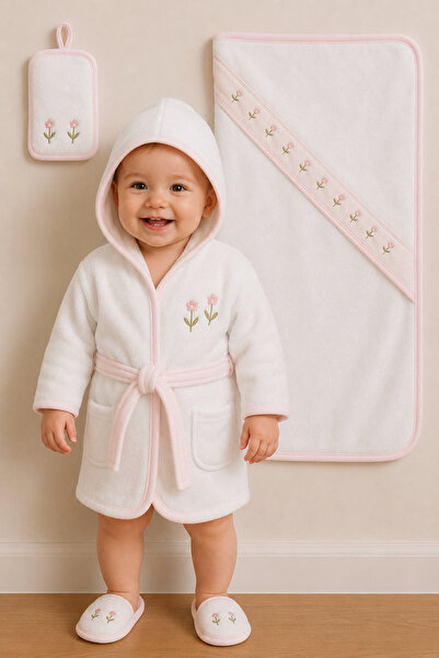 MİLAYS LİFE HOME COLLECTİON Flower Embroidered Gaye Bathrobe Set
