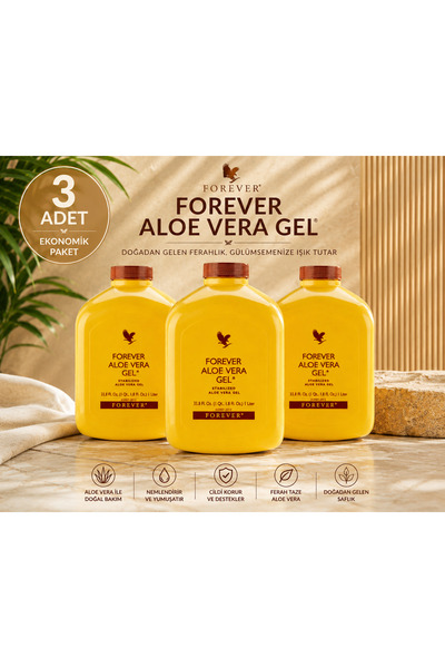 Forever 3 Adet Aloe Vera Gel Alovera'lı Içecek 1 Litre-3 Yeni Tarihli Orjinal...