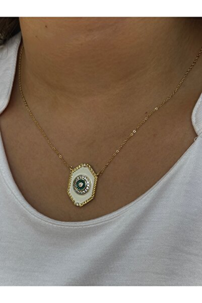 banhard Design Nazar Beaded Zircon Stone Steel Women's Necklace