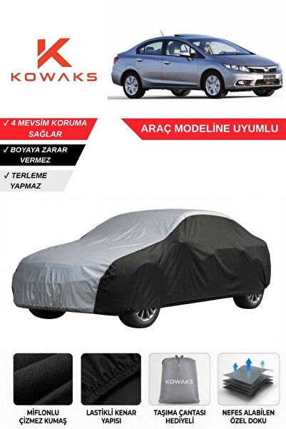 KOWAKS Honda Civic Sedan (2012 - 2016) Oto Branda, Araba Brandası, Siyah-Gri