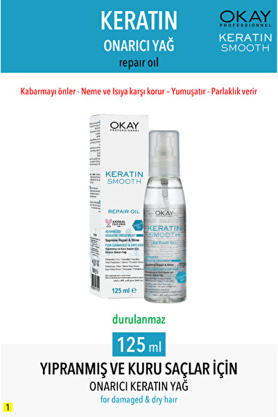 Okay Saç Bakım Yağı Onarıcı Profesyonel Keratin Smooth 125ml