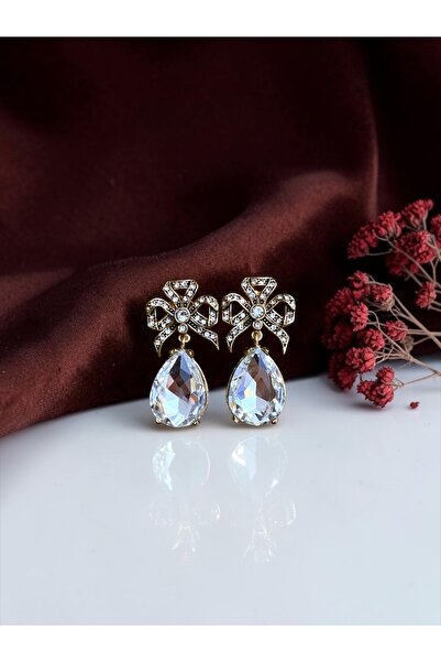 FAYRA ACCESSORIES Zircon Stone Bow Earrings