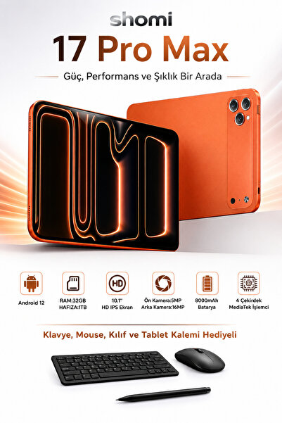 shomi SHM002 17 Pro Max - 32GB 1TB 10.1 İnç Tablet Seti