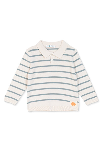 MOTHERCARE Erkek Bebek Kazak Çizgili Polo Yaka Uzun Kol