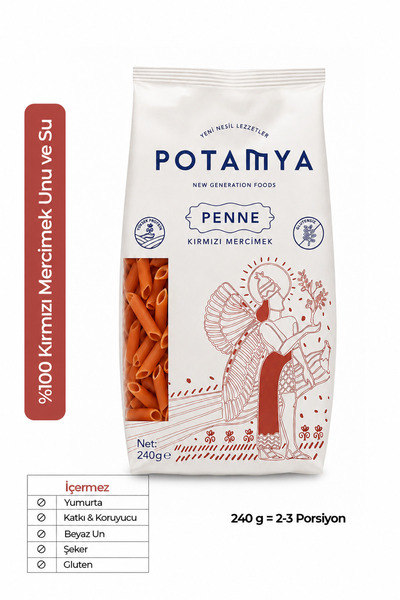 POTAMYA Glutensiz Kırmızı Mercimek Penne 240g