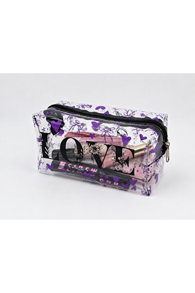 UCCELLO Transparent Makeup Bag Lucky Love Written Zipper Cosmetic Bag Travel ...