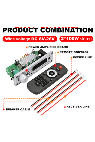 Choice 200W NEW 200W Amplifier Bluetooth DIY MP3 WAV Decoder Board DC 12V 100...