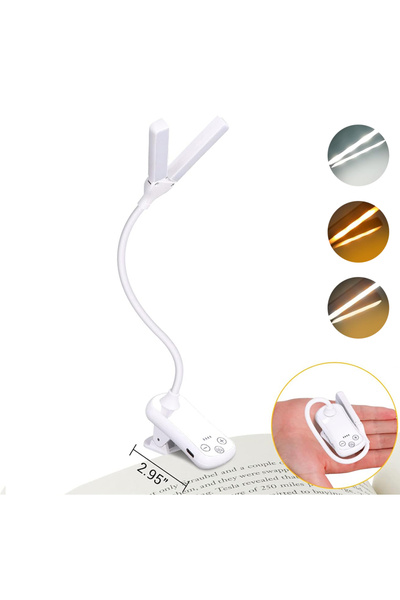 Choice white Dual Heads New 3 Colors 8 Brightness 14 LED Clip On Book Light U...