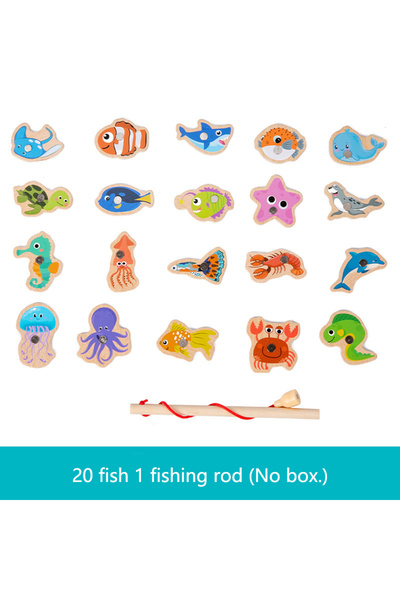 Choice1 20 Random Fish Wooden Magnetic Fishing Toys for Children Marine Life ...
