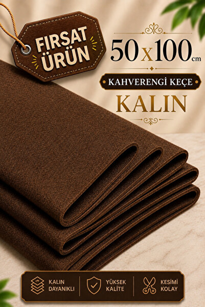 garaccu Kahverengi Kalın Keçe Kumaş 3 Mm Kalınlığında (50 X 100 Cm) Kalın Rul...