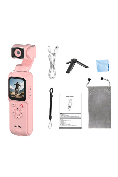 Choice NO TF Card Pink Ourlife 4K Action Camera 330° Face Tracking Gimbal Sta...