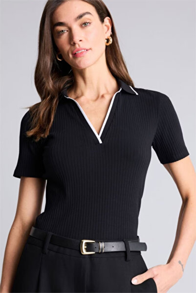 DeFacto Slim Fit Polo Neck Ribbed Camisole T-Shirt E5786Ax25Sp