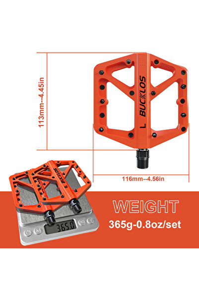 BUCKLOS Orange Pedals DU Bearing Bicycle Pedal Platform Ultralight Nylon Road...