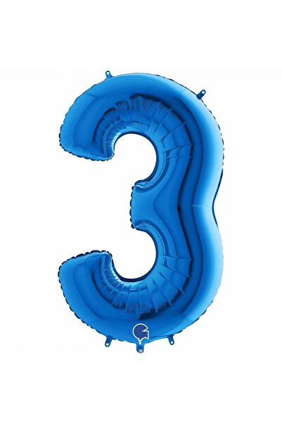 EventPartyStore 3 number foil balloon blue 40 inch 100cm