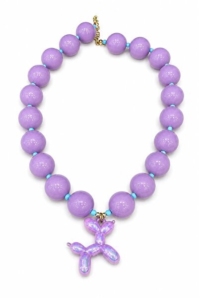 Marka Colorful Women's Necklace with Balloon Dog Figure Lilac