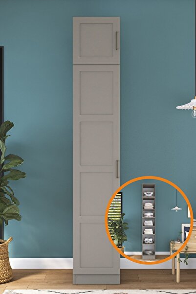 Rani Mobilya Rani BA312 Membran Kapaklı Gardırop Tek Kapaklı 6 Raflı Elbise D...