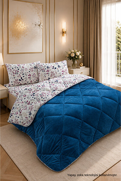 ELY PARKER Colorful Patterned Double Quilt with Plush Double-Sided Pillowcase...