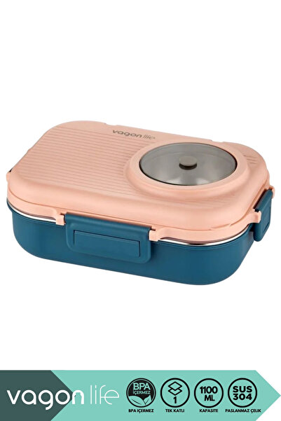 Vagonlife Bento 1100ml Lunchbox New Collection Single Layer 3 Compartments an...