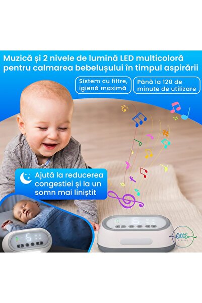 LittleDomi Aspirator nazal electric pentru bebeluși — LittleDomi, 70kPa, 6 niveluri, 30ml, 2000mAh, USB-C, fără fir,