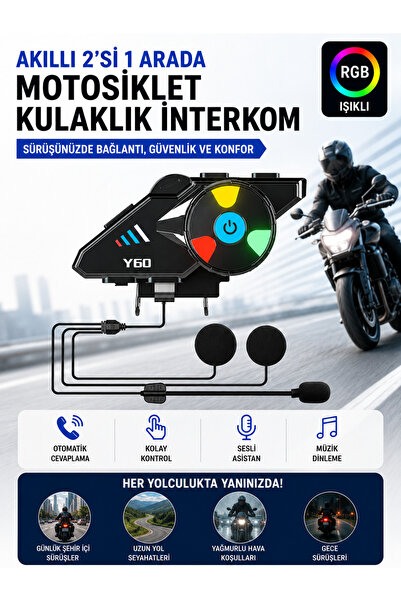 DEANB IP67 Su Geçirmez RGB Işıklı Bluetooth 5.3 Kablosuz İnterkom Kask Kulakl...
