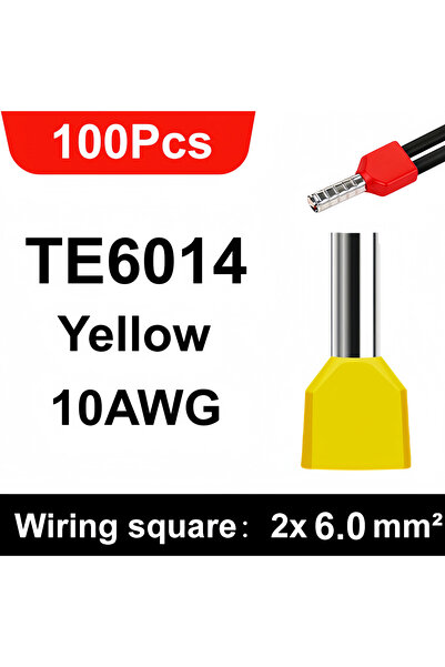 choice2 100pcs-TE6014 100/700pcs TE Double Wire Tube PVC Insulated Terminal C...